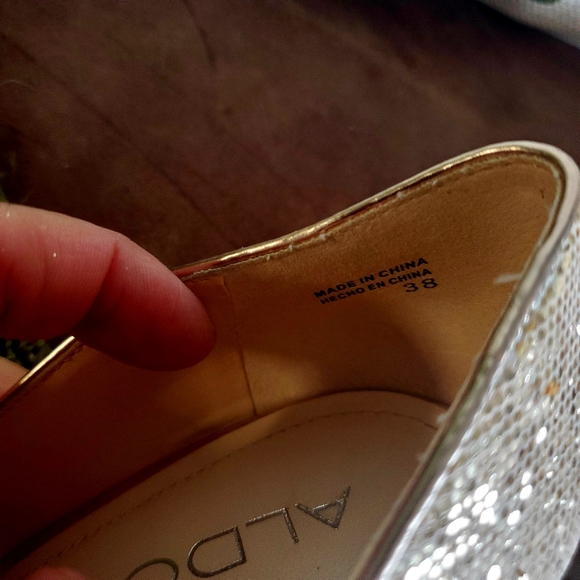 ALDO Genuine Leather Gold Metallic Shimmer Platform Stilettos- Size 38 (7 1/2) - Picture 6 of 7